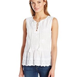 Lucky Brand Women's Studded Peplum Tank Top, White, Size M